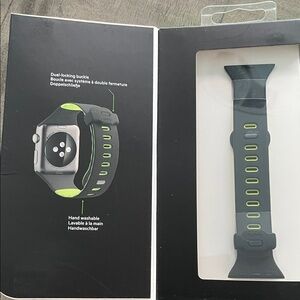 38mm Smartwatch Band with Black and Green Design